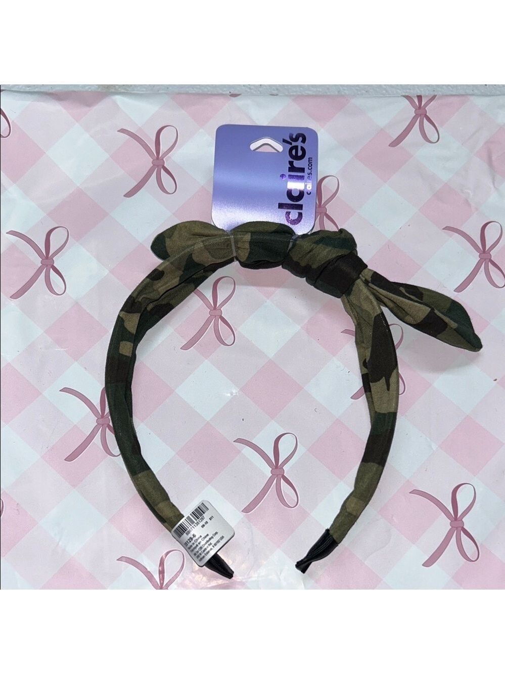 Claire's Green and Brown Camouflage Bow Headband
